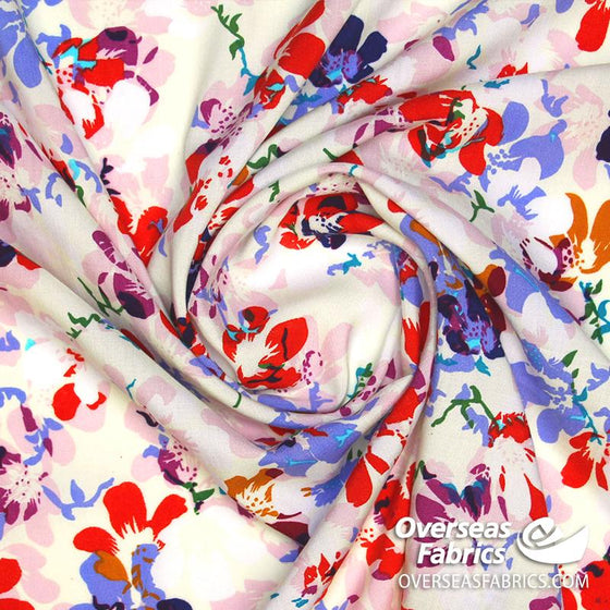 Dress Rayon 60" - June 2020 Collection; Design 04 - Floral Pop-Art, Cream