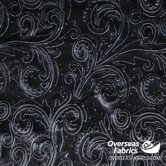 Embossed Velvet 60" - Paisley Sparkle, Dark Grey