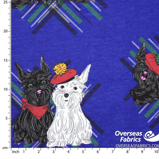 Flannelette Print 45" - Scottish Terriers, Blue