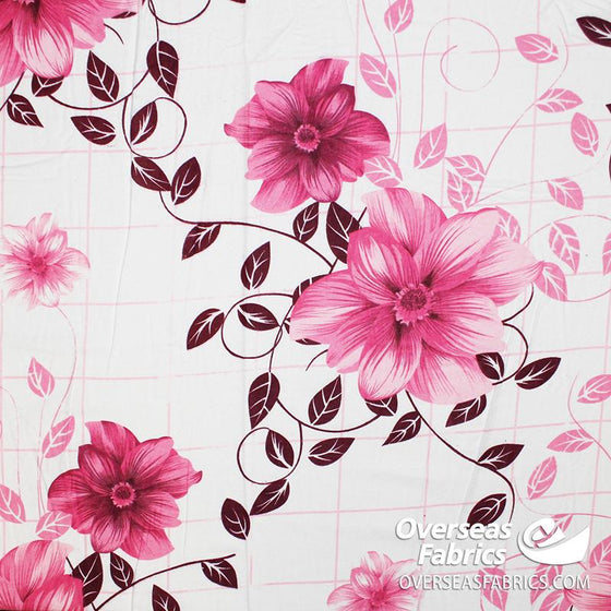 Flannelette Print 90" - Big Floral, Pink