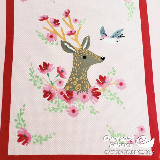 Printed Fleece 60" - Deer Panel, Pink