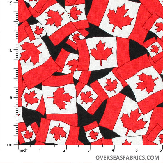 Canadiana Quilting Cotton - Canada Flag Mini, Black