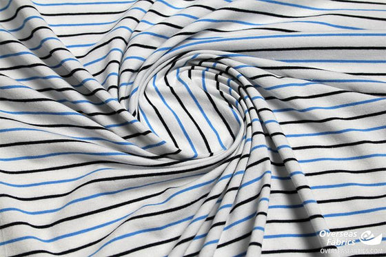 Cotton Knit 60" - Stripe, Baby Blue