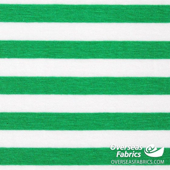 Cotton Knit 60" - Wide Stripe, Green White