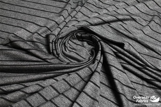 Rayon Knit 60" - Stripe, Dark Grey Black