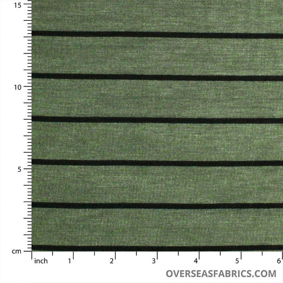 Rayon Knit 60" - Stripe, Olive Green Black
