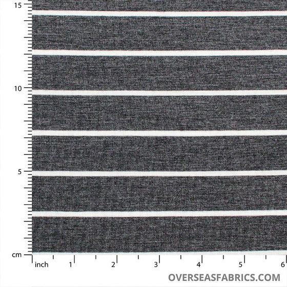 Rayon Knit 60" - Stripe, Dark Grey White