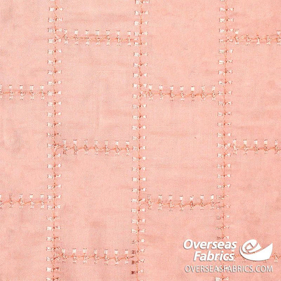 Linen Cotton 56" - Rectangular Embroidery, Peach (Jul 2021)