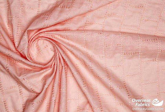 Linen Cotton 56" - Rectangular Embroidery, Peach (Jul 2021)