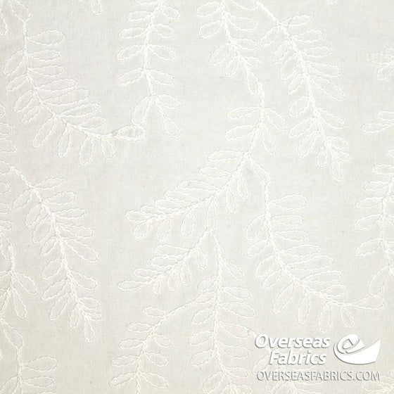 Linen Rayon Blend 60" - Floral Embroidery, Ivory