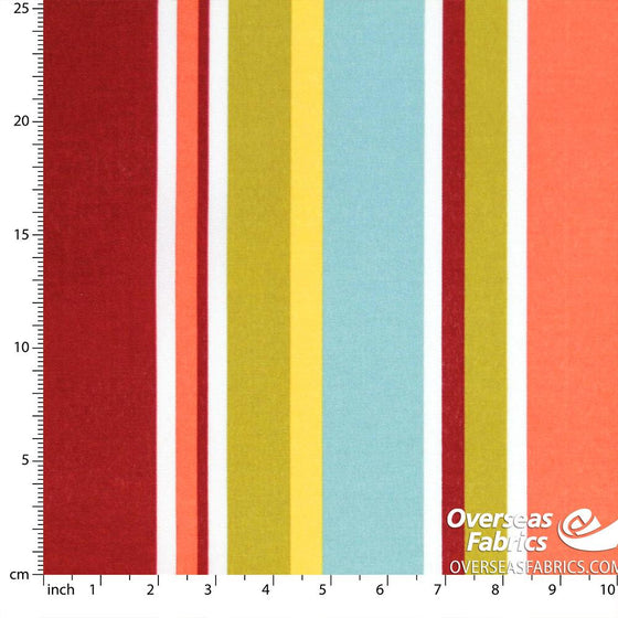 Bryant Outdoor Fabric 54" - Piper Stripe, Cherry