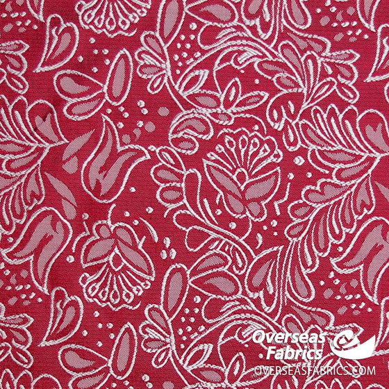Jacquard 60" - July 2020 Collection; Design 01 - Butterfly Florals, Red