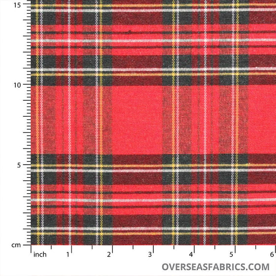 Twill Print 60" - Small Plaid, Red