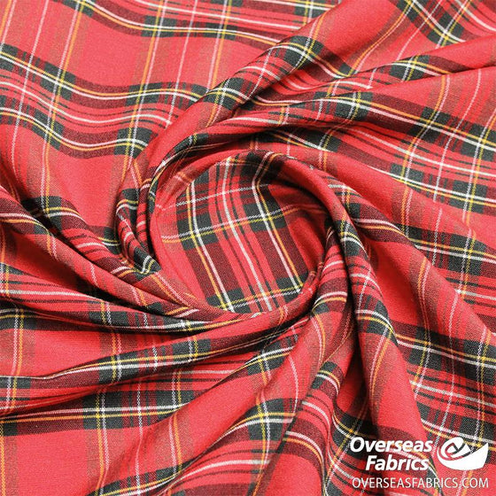 Twill Print 60" - Small Plaid, Red