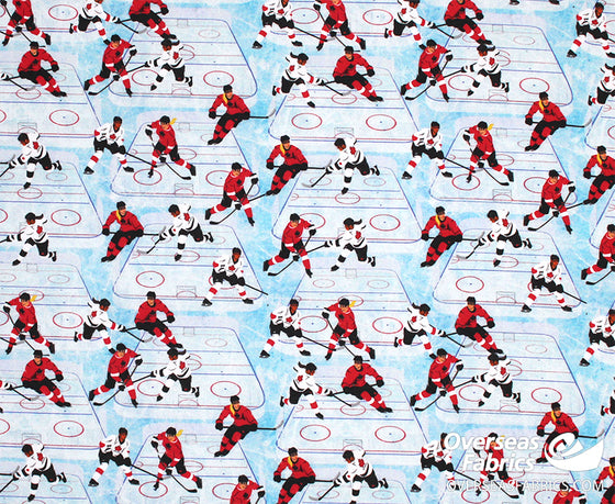 Quilters Choice - Canada's Game 2, Hockey Players, Blue