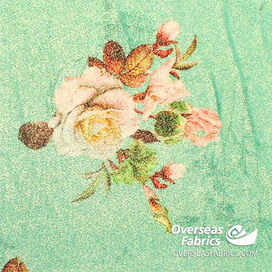 Silky Crepe 45" (Fall 2021) - Design 01, Floral, Green