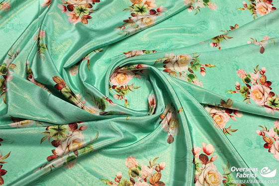 Silky Crepe 45" (Fall 2021) - Design 01, Floral, Green