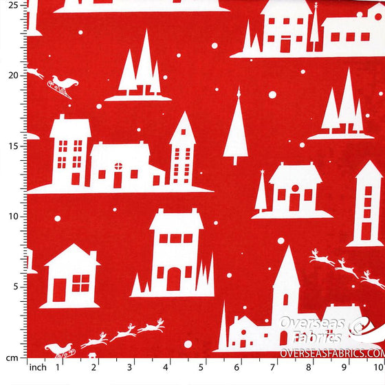 StudioE Fabrics - Christmas, Village, Red