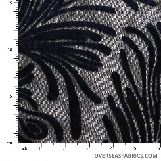 Burnout Velvet 60 - Peacock Wave, Navy Blue – Overseas Fabrics
