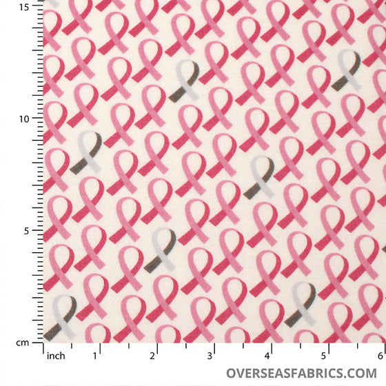 Windham Fabrics - Anything is Possible, Breast Cancer Ribbons, White